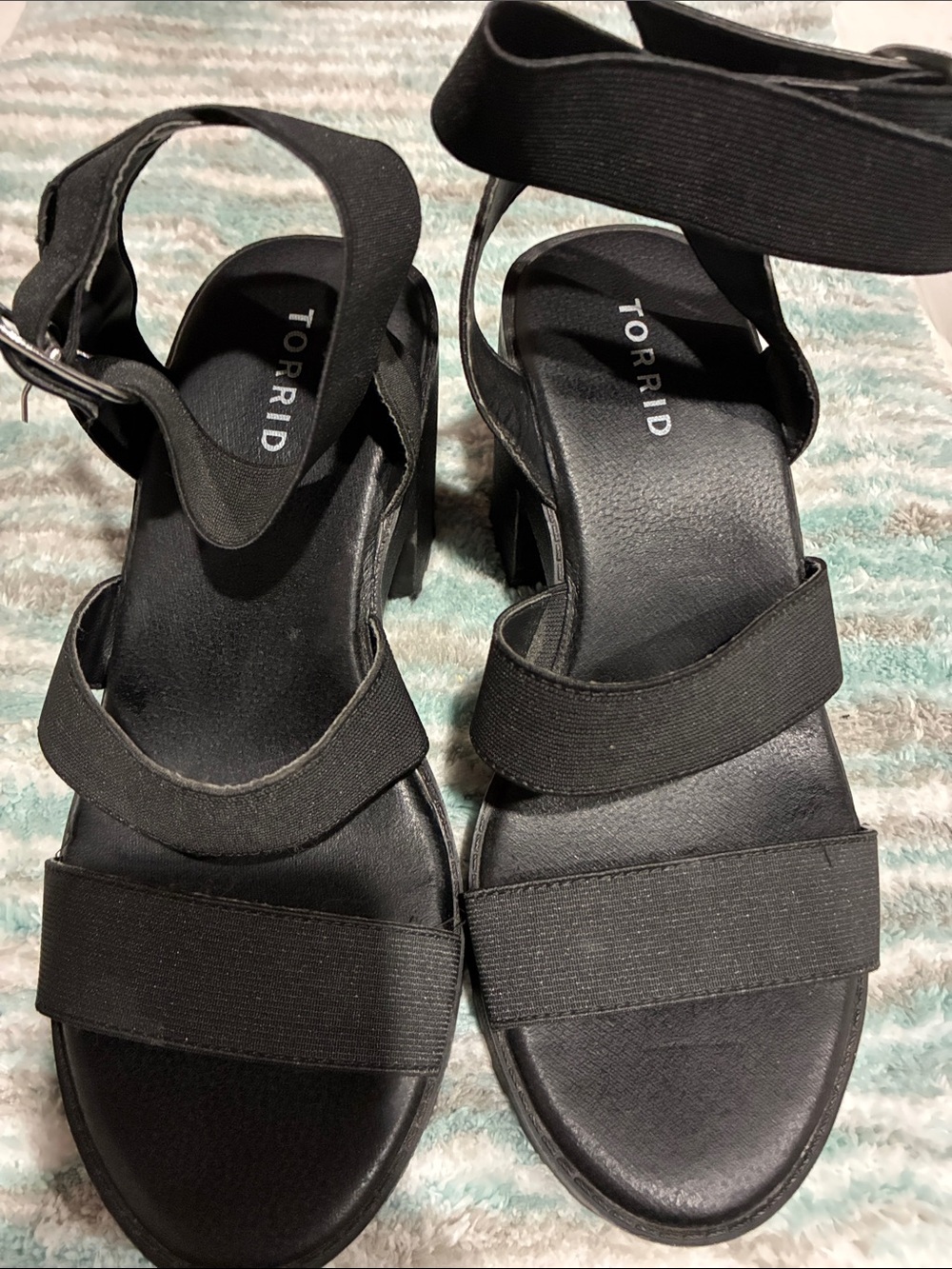 torrid Black Elastic Strap Platform Sandals with Ankle Wrap